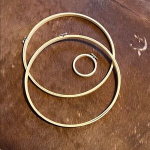 3 Vintage Wooden Embroidery 12” and 3” Hoops Unlined Made in Taiwan R.O.C.